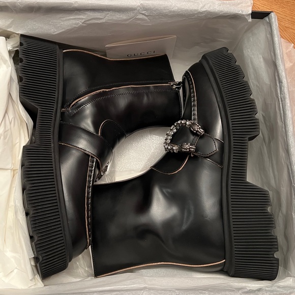Gucci Authentic Hunder Dionysus-Buckle Leather Boots booties 39 - Picture 13 of 16